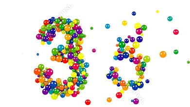 Number 33 in a decorative design of round balls