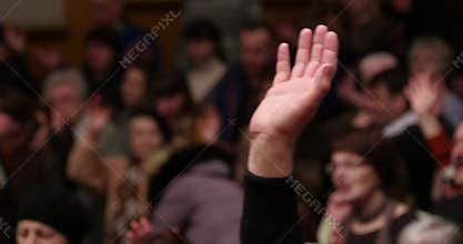 Hand Raised At Church Worship