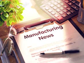 Clipboard with Manufacturing News. 3D.