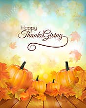 Happy Thanksgiving banner with autumn vegetables.