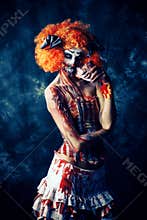 Scary bloody clown