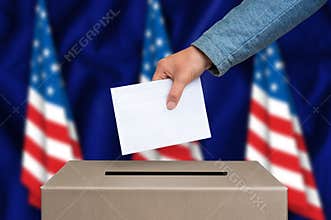 Election in United States of America - voting at the ballot box