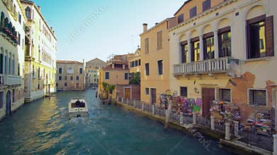 Boat in canal of Venice, Italy