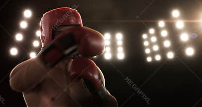 Young man practising boxing