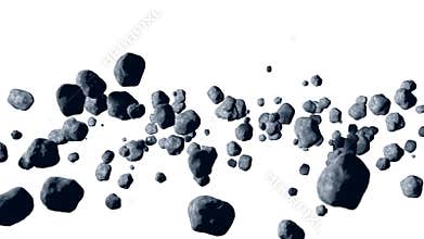 Flying asteroid, meteorite. isolate. 3d rendering