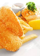 Fish dish with fries, fried western food