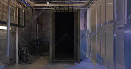 Painting booth at the factory. camera for details painting. Spray paint booth for boats. paint booth manufacturing. Move