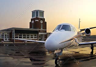 Private Jet at Sunrise