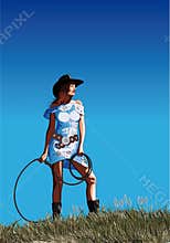 Attractive girl cowboy