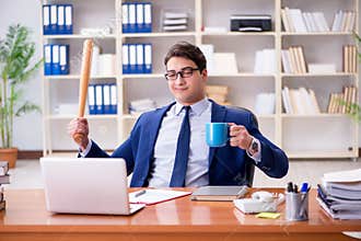 The angry aggressive businessman in the office