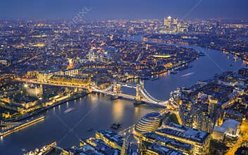 London, England - Aerial Skyline view of London