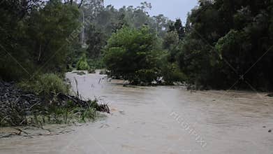 Flood waters after heavy rain in Brisbane, Queensland.