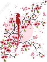 Cherry blossom and bird