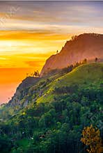 Sunset in the valley near the town of Ella, Sri Lanka