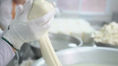 Cheese production. pulling technology