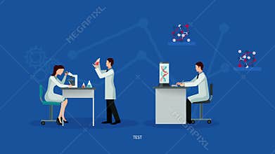 Scientists in laboratory animation footage scene