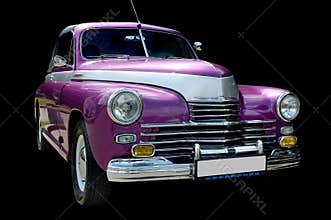 Purple retro car isolated
