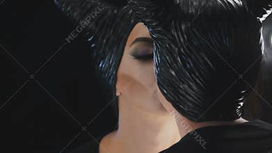The girl in the image of Maleficent kissing her reflection in the mirror
