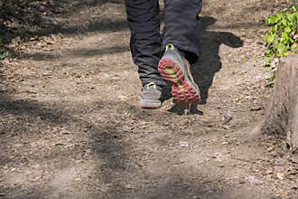 Man walking cross country