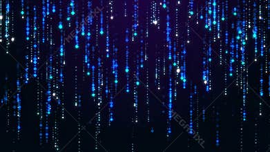 Blue particles. Glamour Rain. Abstraction, background with sparkling sparks, lights.