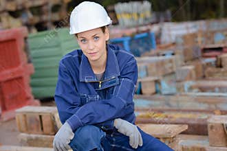 Portrait woman in boilersuit