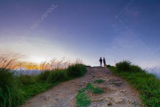 Beautiful sunrise at little Adams peak in Ella, Sri Lanka