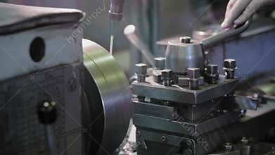 Lathe equipment in the factory manufacturing metal structures and machines