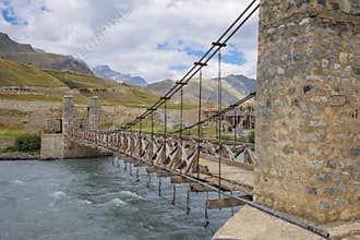Suspension Bridge in Drass village, Kargil district, Jammu Kashmir, India