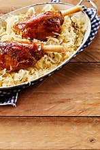 Roasted pork knuckles with crisp crackling