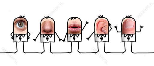 Cartoon characters and five senses
