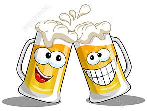 Cartoon beer mugs cheers