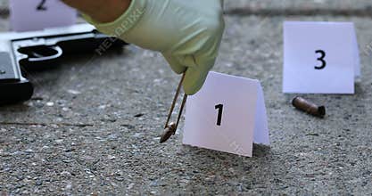 Crime scene investigation collecting evidence