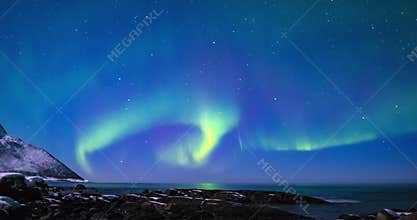 Northern Lights, polar light or Aurora Borealis in the night sky time lapse