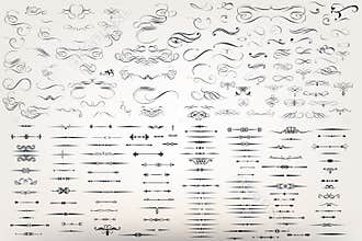 Huge set or collection of vector filigree flourishes
