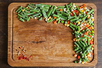 Frozen vegetables and asparagus for cooking