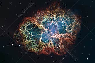 Crab Nebula in constellation Taurus. Supernova Core pulsar neutron star.