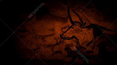 Cave Paintings Of Animals By Firelight