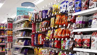 Motion of display chocolate and candy corridor