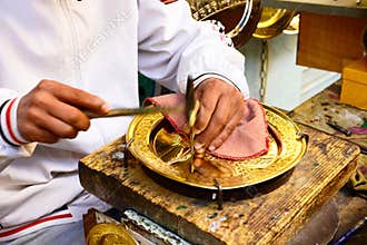Tunis Medina Artisan, Golden Metalworking, Tunisia