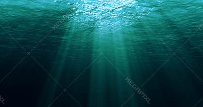 Deep blue caribbean ocean waves from underwater background