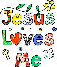 Jesus loves me Doodle Text