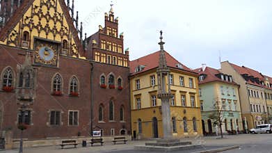 View of main square Rynek of polish city Wroslaw