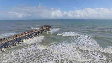 Cocoa beach pier aerial video