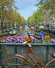 Bike on a bridge in Amsterdam