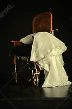 Wedding gown on wheelchair