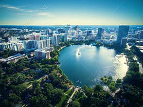 Aerial view of Lake Eola in Orlando