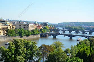 Bridges of Prague, view from Letna park
