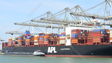 Transhipment in Rotterdam Harbor