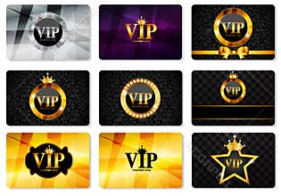 VIP Members Card Set Vector Illustration