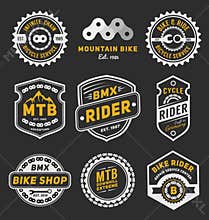 Set of bicycle badge logo template design